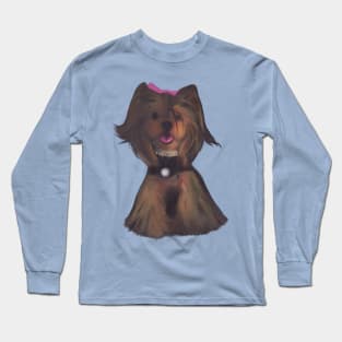 Cute yorkie dog fine art Long Sleeve T-Shirt